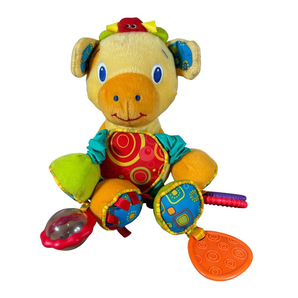 Bright Starts Cow Plush Stuff Educational Toy Rattle Crinkle Soft Cute Colorful